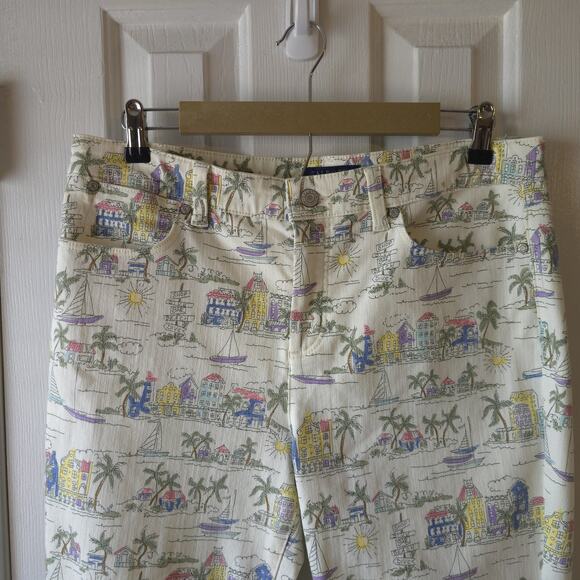 Talbots Island Print Crop Jeggings Sz 12 Tropical Beach Travel Pants - Picture 3 of 9